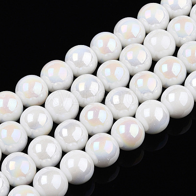 Electroplate Opaque Glass Beads Strands GLAA-T032-P8mm-AB02-1