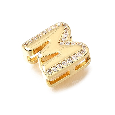 Brass Micro Pave Clear Cubic Zirconia Initial Spacer Bars KK-E802-34G-M-1