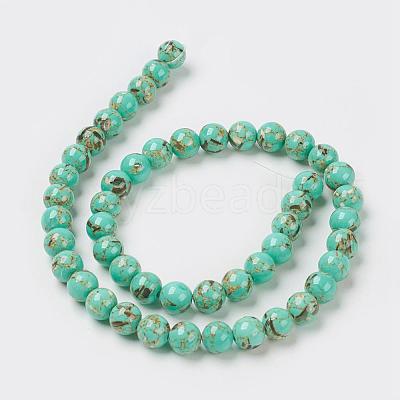 Sea Shell and Synthetic Turquoise Assembled Beads Strands G-G758-07-12mm-1