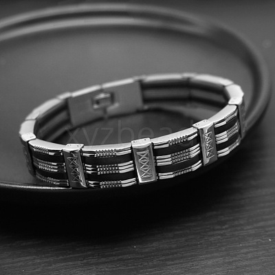 304 Stainless Steel Punk Rock Chain Bracelets for Men WG87BE9-01-1