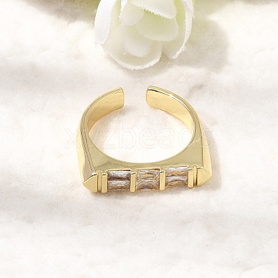 Brass Micro Pave Cubic Zirconia Cuff Open Rings for Women RJEW-L343-02G-06-1