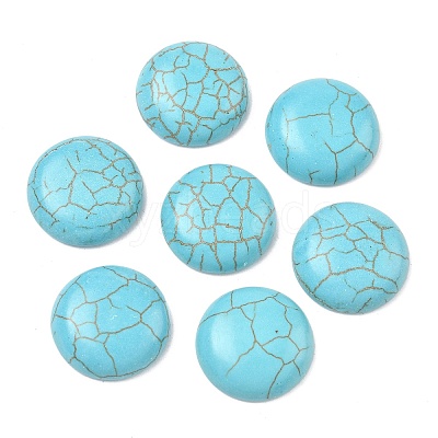 Craft Findings Dyed Synthetic Turquoise Flat Back Dome Cabochons X-TURQ-S266-20mm-01-1