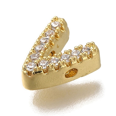 Rack Plating Brass Micro Pave Clear Cubic Zirconia Beads KK-G500-30G-V-1
