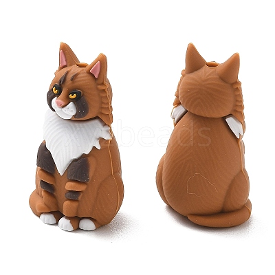 Maine Coon Cat Shape Food Grade Silicone Focal Beads SL-CBAAE23-03-1