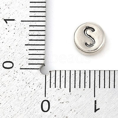 925 Sterling Silver Flat Round with Letter Beads LS-STER-G044-01AS-S-1