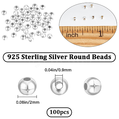 Round 925 Sterling Silver Beads STER-BBC0005-39A-1