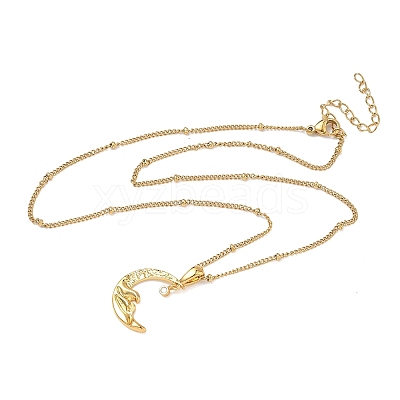 304 Stainless Steel Micro Pave Clear Cubic Zirconia Pendant Necklaces for Women LS-NJEW-Z103-01G-01-1