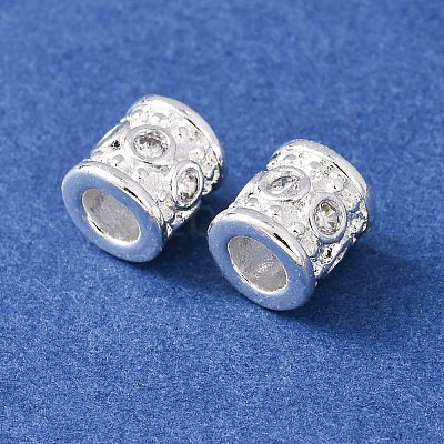 Brass Micro Pave Clear Cubic Zirconia European Beads KK-C157-28S-1