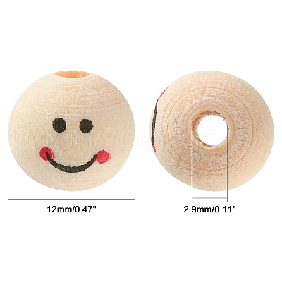 Printed Wood Beads WOOD-C001-02A-1