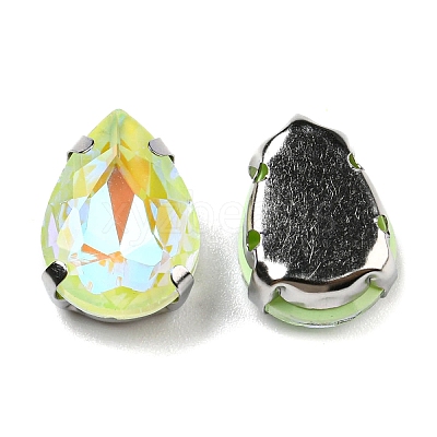 Mocha Fluorescent(MI) Teardrop Sew on Rhinestone GGLA-R043-02B-P04-1