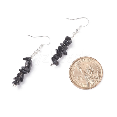 Natural Obsidian Chips Beaded Jewelry Set SJEW-JS01232-01-1