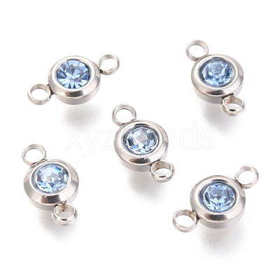 304 Stainless Steel Rhinestone Links Connectors STAS-P237-17P-15-1