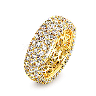 Brass Micro Pave Clear Cubic Zirconia Finger Rings for Women FS-WG796B2-06-1