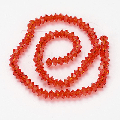Faceted Bicone Transparent Glass Bead Strands GLAA-J082-A16-1