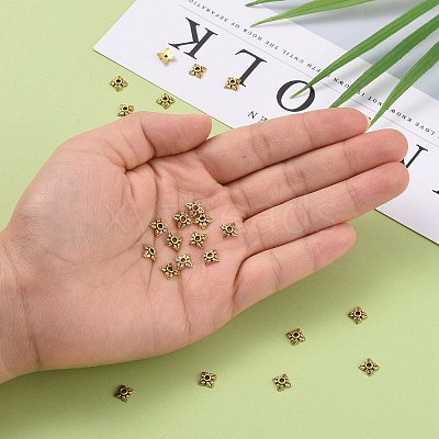 Tibetan Style Alloy Bead Caps X-TIBEB-Q018-AG-FF-1