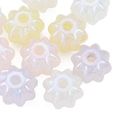 Rainbow Iridescent Plating Acrylic Beads OACR-N010-074-1