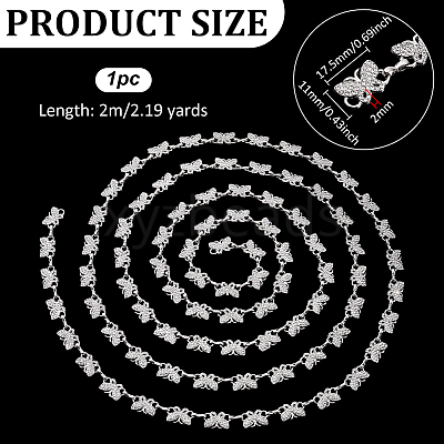 1Pc Alloy Glass Crystal Rhinestone Butterfly Link Chains LCHA-PH0001-01-1