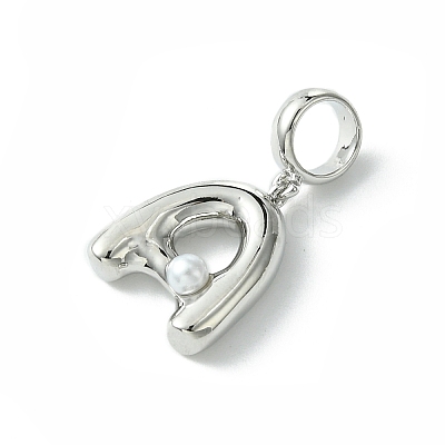 Rack Plating Brass with ABS Plastic Pearl European Dangle Charms KK-G501-02A-P-1
