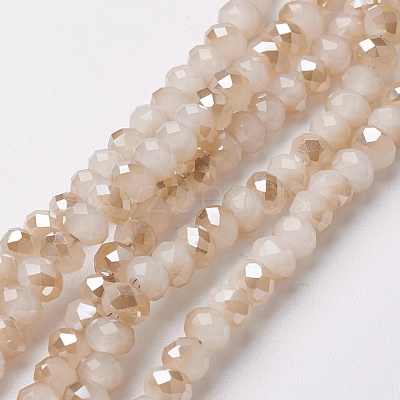 Electroplate Glass Beads Strands X-EGLA-F124-HR-A01-1