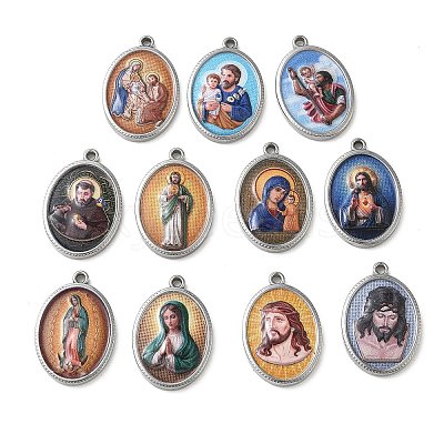 304 Stainless Steel Printed Religion Pendants STAS-G387-03P-1