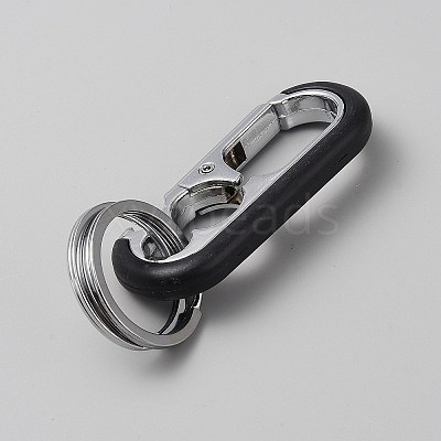 Oval Alloy Keychain Clasps with Double Rings FIND-YWC0011-02A-1
