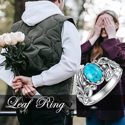 Zinc Alloy with Synthetic Turquoise Finger Rings FS-WGE57A9-01-1