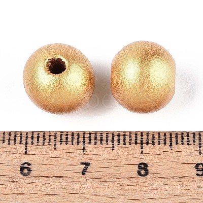 Spray Painted Round Natural Schima Wood Beads WOOD-A018-12mm-01-1