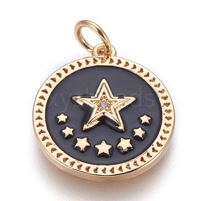 Brass Enamel Pentacle Pendants KK-O113-05C-G-1