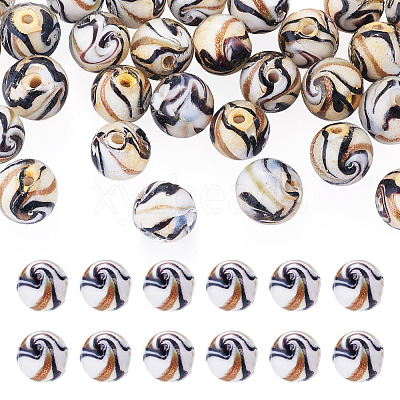 30Pcs Handmade Gold Sand Lampwork Beads LAMP-TA0002-37A-1