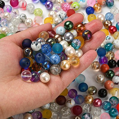 Opaque Spray Painted Glass Beads DGLA-MSMC002-10mm-1