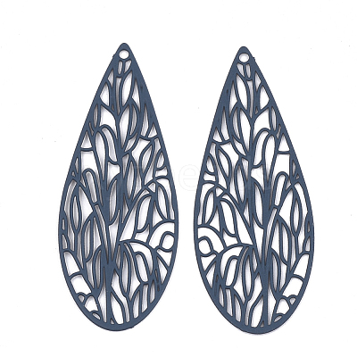 430 Stainless Steel Filigree Pendants STAS-S108-11B-1