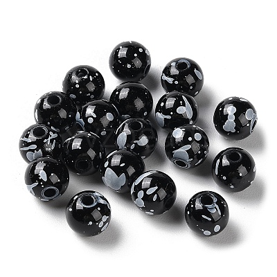 Printed Opaque Acrylic Round Beads LS-ACRP-P001-01B-02-1