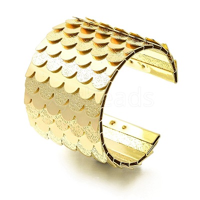 Alloy European American Exaggerated Open Cuff Fish Scale Pattern Bangles for Women BJEW-L697-002G-1