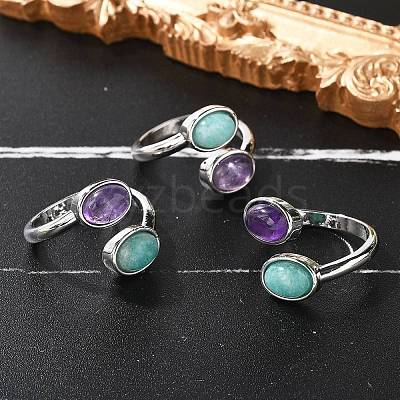 Natural Amethyst & Amazonite Finger Rings RJEW-A068-02P-02-1