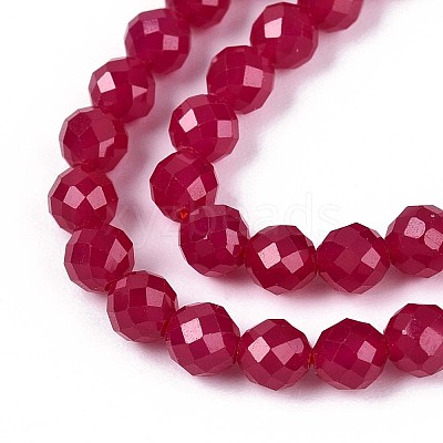 Lab Grown Red Corundum Beads Strands G-E411-40-4mm-1