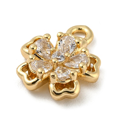 Brass with Clear Cubic Zirconia Charms KK-G478-02D-KCG-1