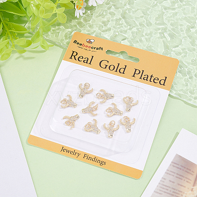 10Pcs Brass Micro Pave Cubic Zirconia Charms KK-BBC0024-920-1