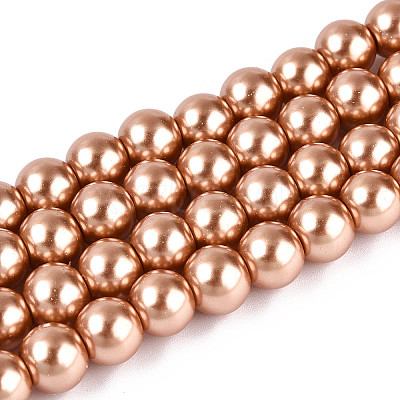 Baking Paint Pearlized Glass Pearl Round Bead Strands HY-Q330-8mm-50-1