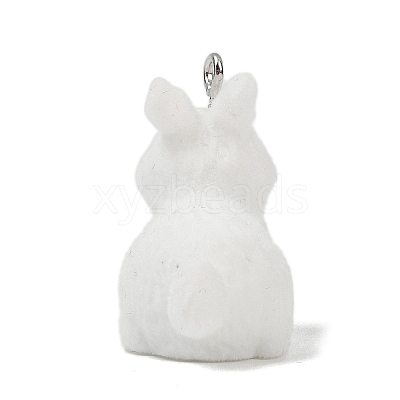 Animal Theme Flocky Opaque Resin Pendants RESI-H042-01P-04-1