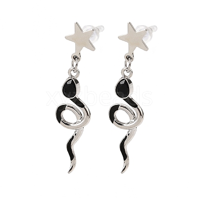Alloy with Handmade Lampwork Stud Dangle Earrings LA-CBA71FC-01P-B-1