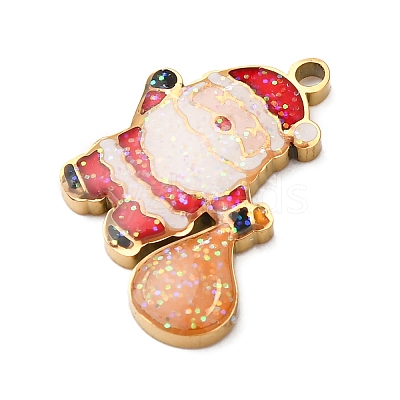 Christmas 304 Stainless Steel Enamel Pendants STAS-B112-02G-02-1