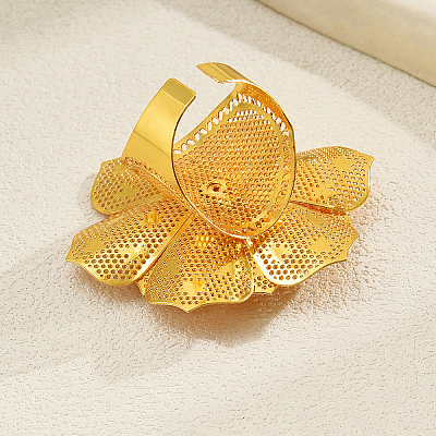 Luxurious Iron Flower Open Cuff Ring for Women's Party Dressing SW9832-1