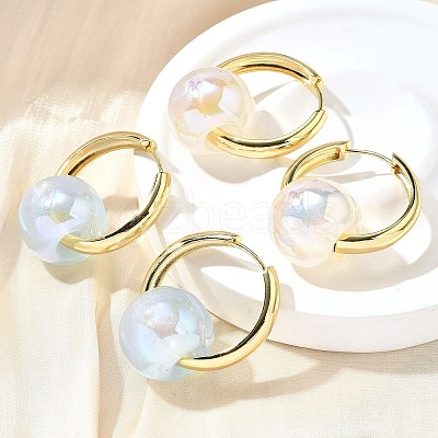 Round Brass Hoop Earrings EJEW-Z086-01G-1