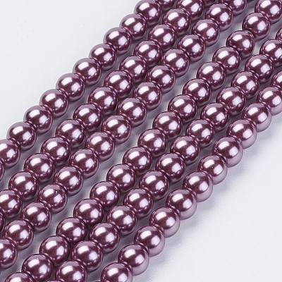 Eco-Friendly Dyed Glass Pearl Beads Strands HY-A008-6mm-RB062-1