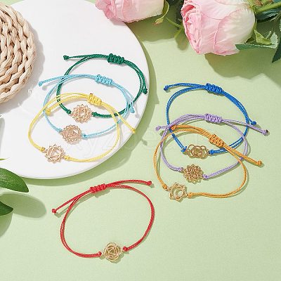 7Pcs 7 Style Alloy Chakra Link Bracelets Set BJEW-JB10017-1