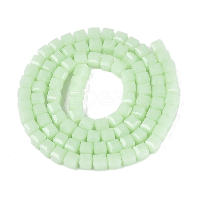 Imitation Jade Glass Beads Strands GLAA-R041-8x8mm-B04-1
