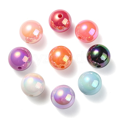 UV Plating Rainbow Iridescent Acrylic Beads PACR-E001-04-1