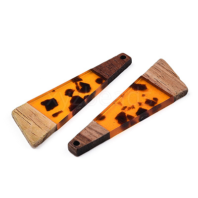 Transparent Resin & Walnut Wood Big Pendants X-RESI-TAC0017-71-B01-1
