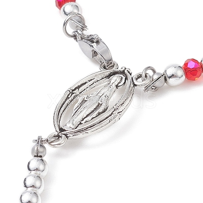 Glass Beaded Rosary Bead Necklaces NJEW-JN04326-1
