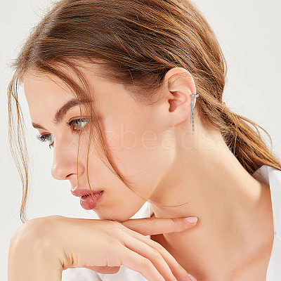 4Pcs 3 Style Plastic Imitation Pearl Cuff Earrings with Crystal Rhinestone EJEW-FI0001-30-1